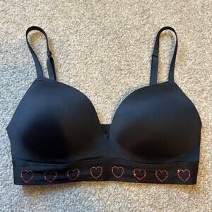 Victoria's Secret PINK Black Rhinestone Wear Everywhere Wireless Push Up 34D